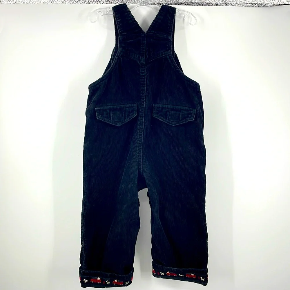 Gymboree Holiday Black Corduroy Fire Truck Embroidered Overalls Size 18M 24M